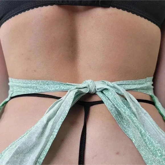 Vintage 1950's / 1960's Mint and Forest Green Pebble Kitchen Cooking Apron - Picture 4 of 4